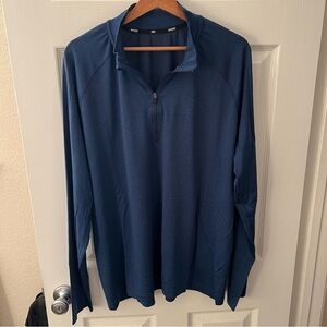 RHONE Mens Blue Perforated Seamless Versatility  Pullover Shirt 1/4 Zip XLarge
